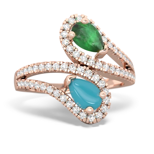 emerald-turquoise pave swirls ring