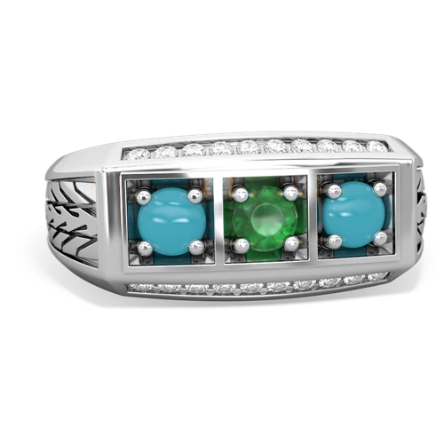 emerald-turquoise three stone ring