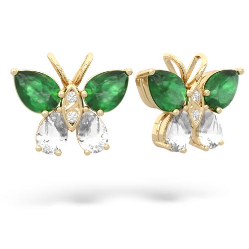emerald-white topaz butterfly earrings
