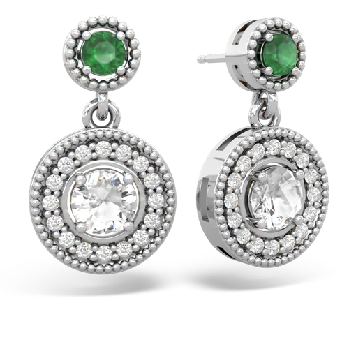 emerald-white topaz halo earrings