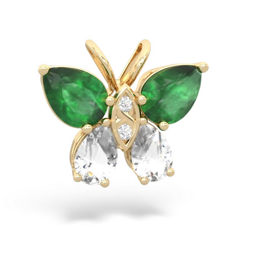 emerald-white topaz butterfly pendant