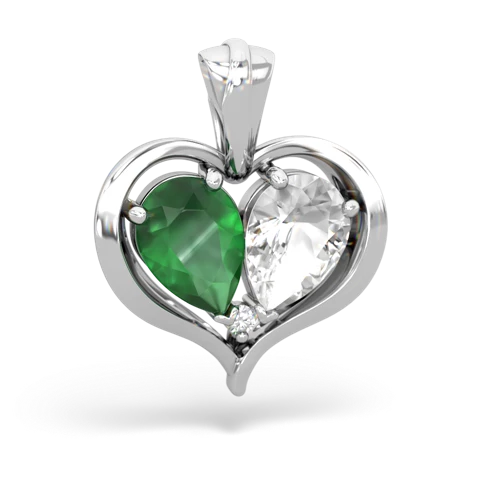 Emerald Genuine Emerald with Genuine White Topaz Two Become One pendant Pendant