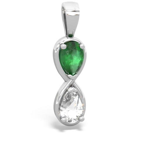 Emerald Genuine Emerald with Genuine White Topaz Infinity pendant Pendant