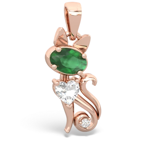 emerald-white topaz kitten pendant