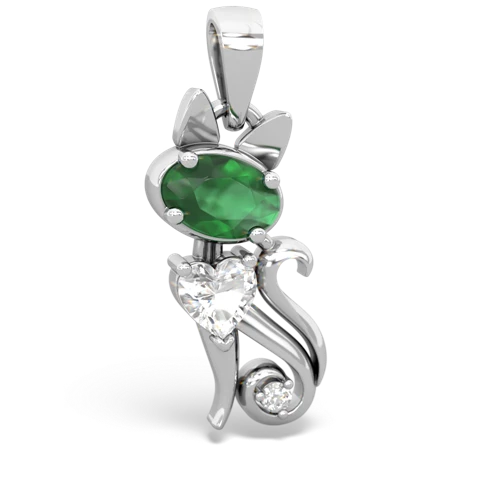 emerald-white topaz kitten pendant