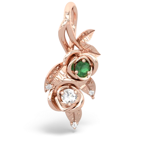 Emerald Genuine Emerald with Genuine White Topaz Rose Vine pendant Pendant