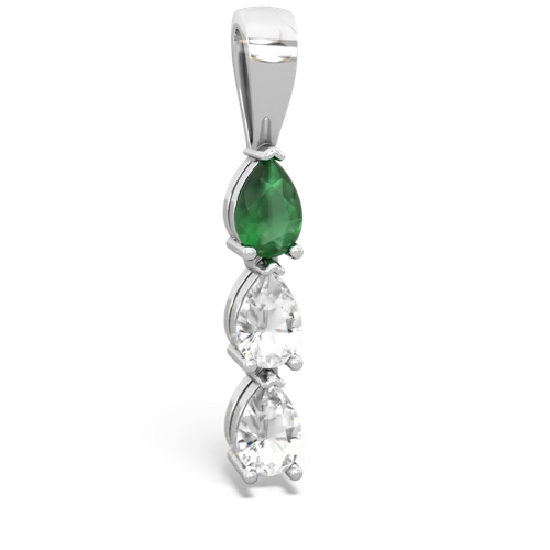 Emerald Genuine Emerald with Genuine White Topaz and  Three Stone pendant Pendant