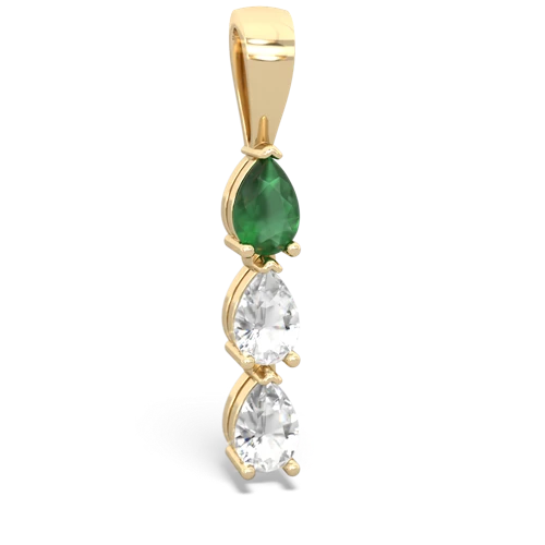 Genuine Emerald with Genuine White Topaz and Genuine Emerald Three Stone pendant