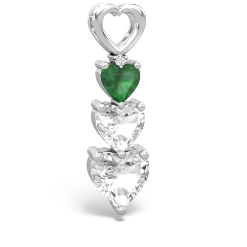 Emerald Genuine Emerald with Genuine White Topaz and Lab Created Ruby Past Present Future pendant Pendant