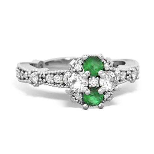 emerald-white topaz art deco engagement ring