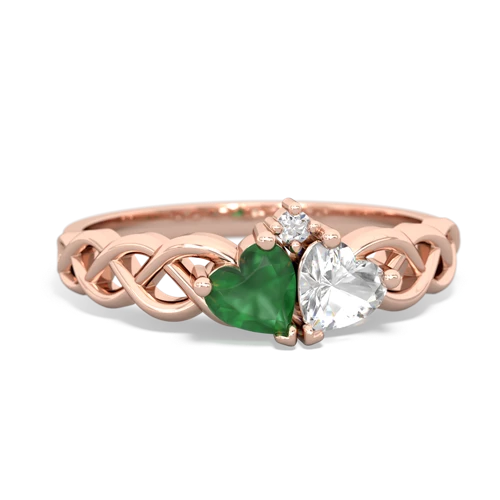 emerald-white topaz celtic braid ring