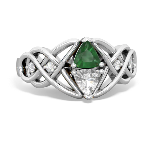 Emerald Genuine Emerald with Genuine White Topaz Keepsake Celtic Knot ring Ring