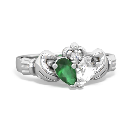 Emerald Genuine Emerald with Genuine White Topaz Claddagh ring Ring