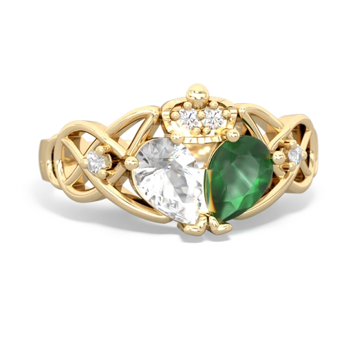 emerald-white topaz claddagh ring
