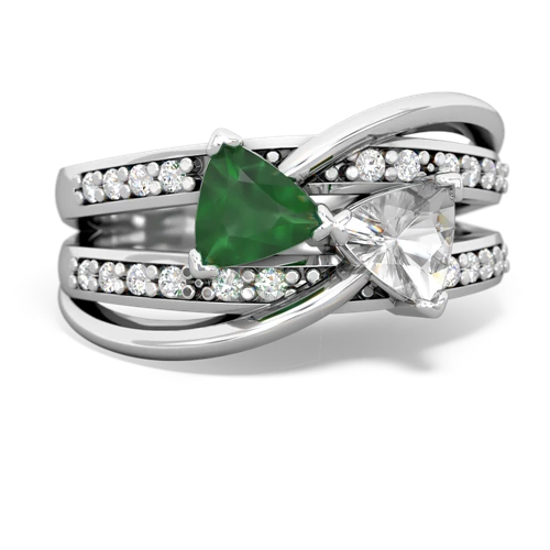 Emerald Genuine Emerald with Genuine White Topaz Bowtie ring Ring