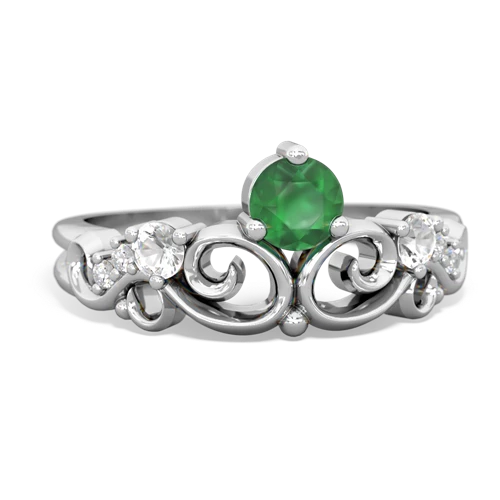 Emerald Genuine Emerald with Genuine White Topaz and  Crown Keepsake ring Ring