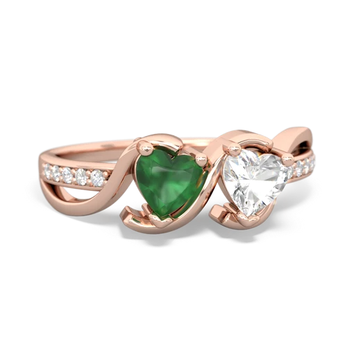 Emerald Genuine Emerald with Genuine White Topaz Side by Side ring Ring
