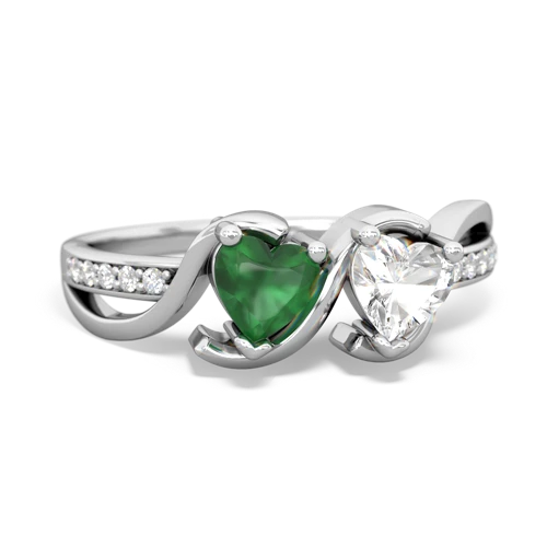 Emerald Genuine Emerald with Genuine White Topaz Side by Side ring Ring