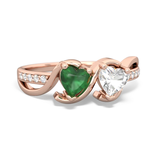 emerald-white topaz double heart ring