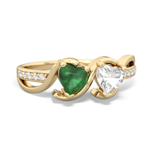 emerald-white topaz double heart ring