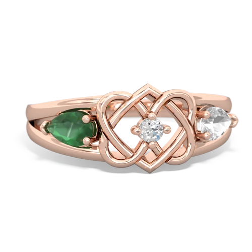 emerald-white topaz double heart ring