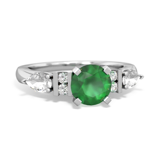 Emerald Genuine Emerald with Genuine White Topaz and Genuine Aquamarine Engagement ring Ring