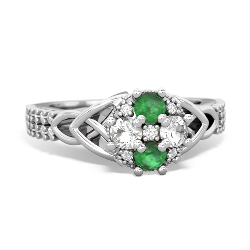 Emerald Genuine Emerald with Genuine White Topaz Celtic Knot Engagement ring Ring