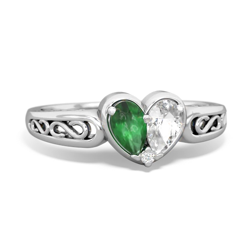 emerald-white topaz filligree ring