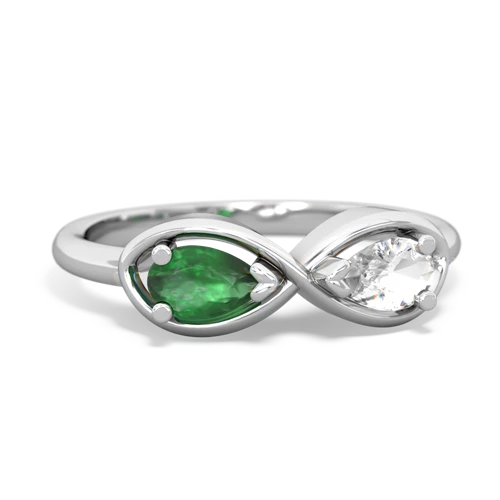Emerald Genuine Emerald with Genuine White Topaz Infinity ring Ring