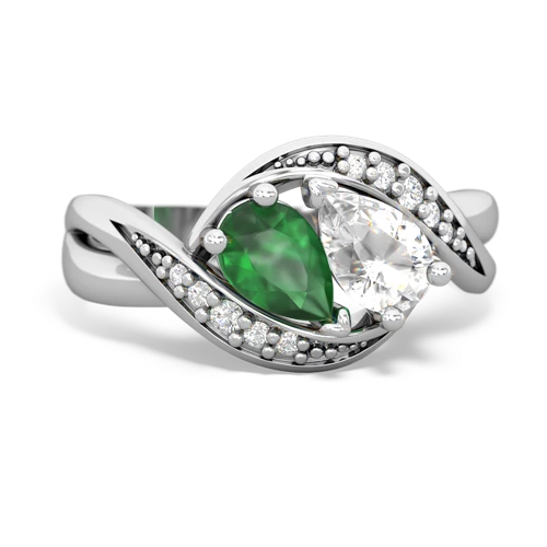 Emerald Genuine Emerald with Genuine White Topaz Summer Winds ring Ring