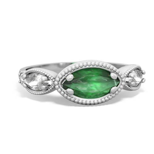 emerald-white topaz milgrain marquise ring