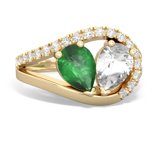Emerald Genuine Emerald with Genuine White Topaz Nestled Heart Keepsake ring Ring