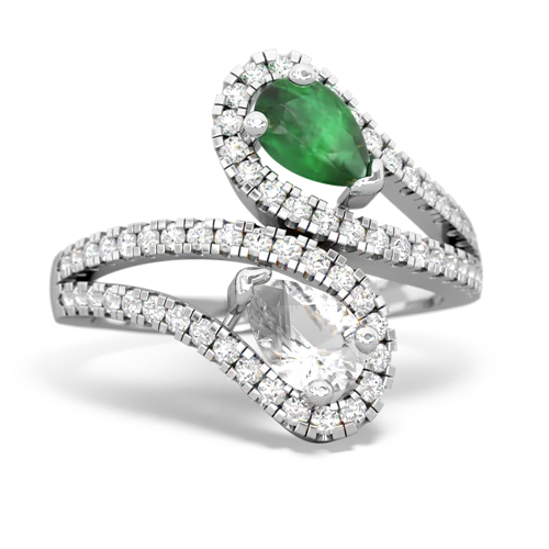 Emerald Genuine Emerald with Genuine White Topaz Diamond Dazzler ring Ring