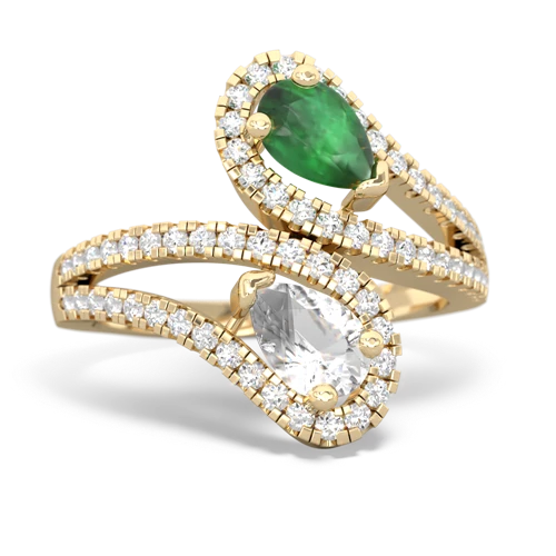 emerald-white topaz pave swirls ring