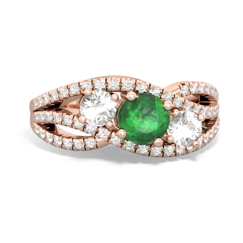 emerald-white topaz three stone pave ring