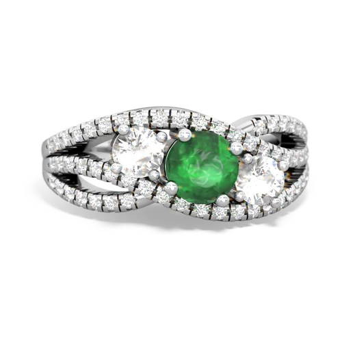 emerald-white topaz three stone pave ring