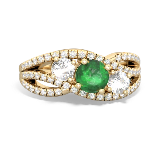 emerald-white topaz three stone pave ring