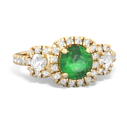 Emerald Genuine Emerald with Genuine White Topaz and Genuine Fire Opal Regal Halo ring Ring