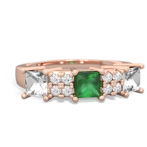 Emerald Genuine Emerald with Genuine White Topaz and  Three Stone ring Ring