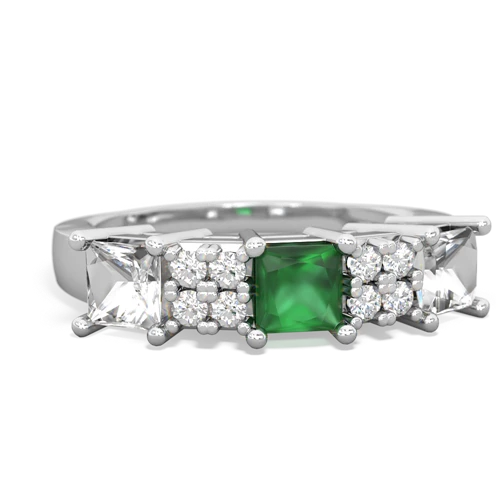 Emerald Genuine Emerald with Genuine White Topaz and  Three Stone ring Ring