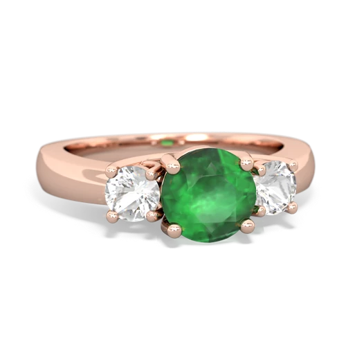 Emerald Genuine Emerald with Genuine White Topaz and Lab Created Sapphire Three Stone Trellis ring Ring