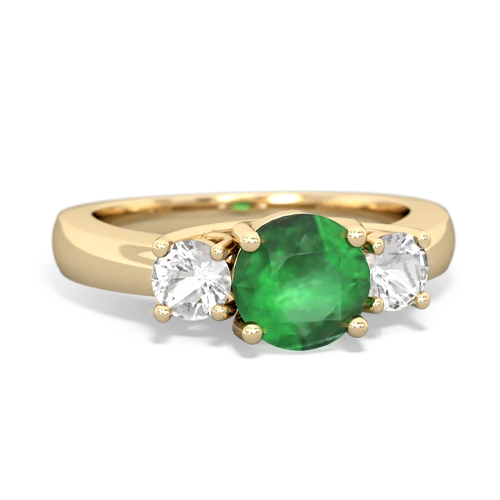 Emerald Genuine Emerald with Genuine White Topaz and  Three Stone Trellis ring Ring