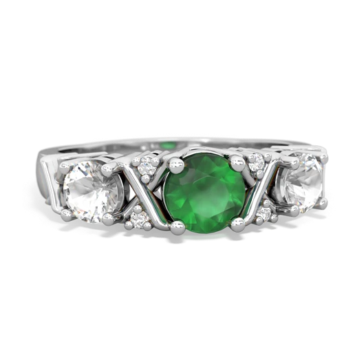 Emerald Genuine Emerald with Genuine White Topaz and  Hugs and Kisses ring Ring