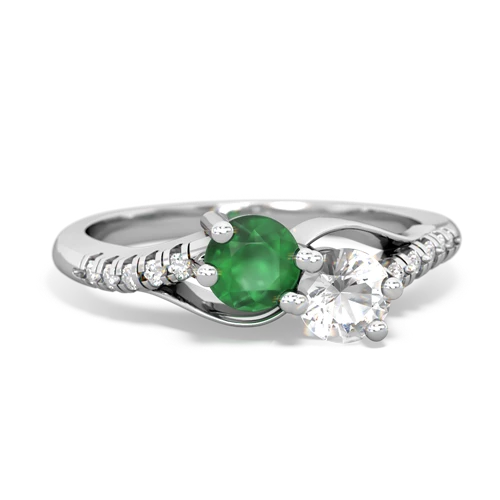 Emerald Genuine Emerald with Genuine White Topaz Two Stone Infinity ring Ring