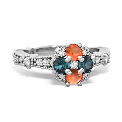 fire opal-alexandrite art deco engagement ring