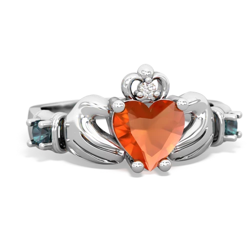 fire opal-alexandrite claddagh ring