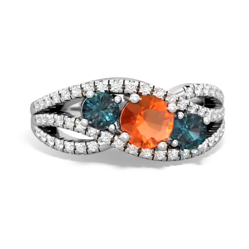 fire opal-alexandrite three stone pave ring