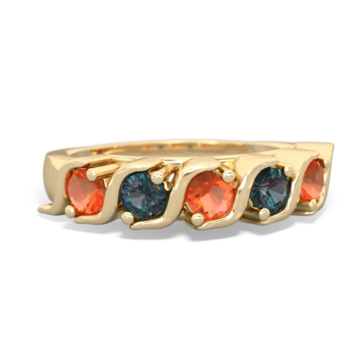 fire opal-alexandrite timeless ring