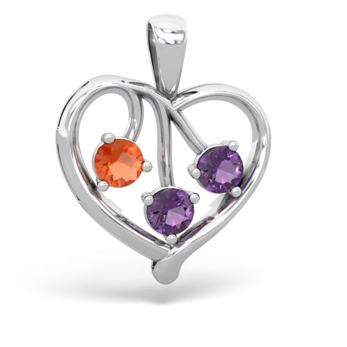 fire opal-amethyst love heart pendant