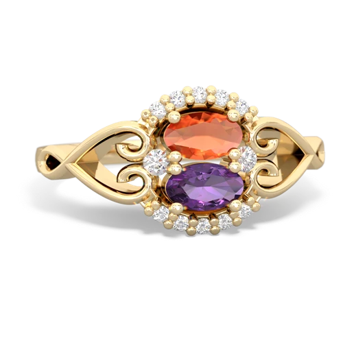 Fire Opal Genuine Fire Opal with Genuine Amethyst Love Nest ring Ring